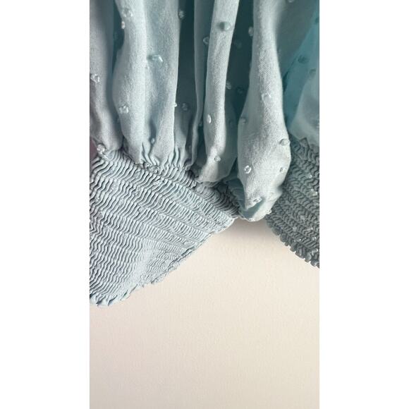 Maeve Anthropologie Womens Blue Rosa Swiss Dot Smocked Hem Blouse Sz XL - Picture 6 of 10